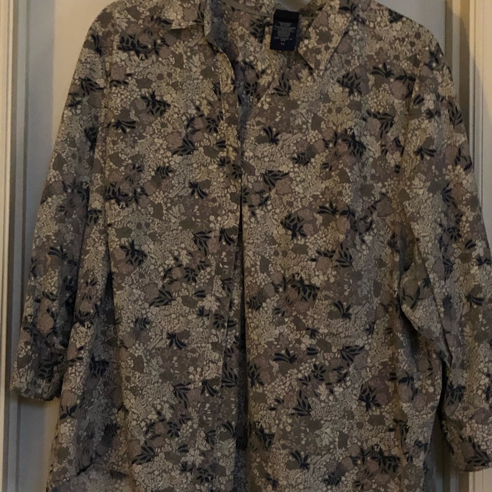 Gray floral button down shirt